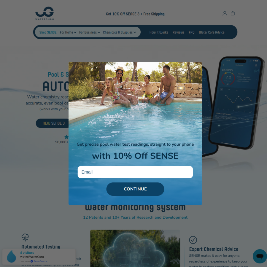 waterguru.com homepage screenshot