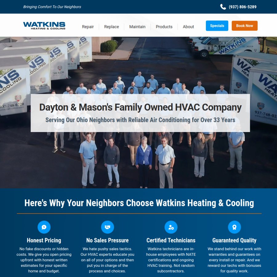 watkinsheating.com homepage screenshot