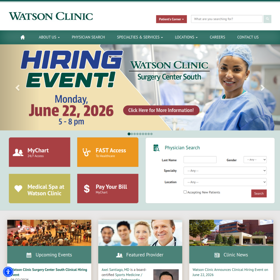 watsonclinic.com homepage screenshot