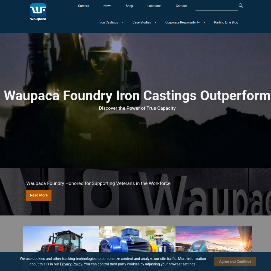 waupacafoundry.com homepage screenshot
