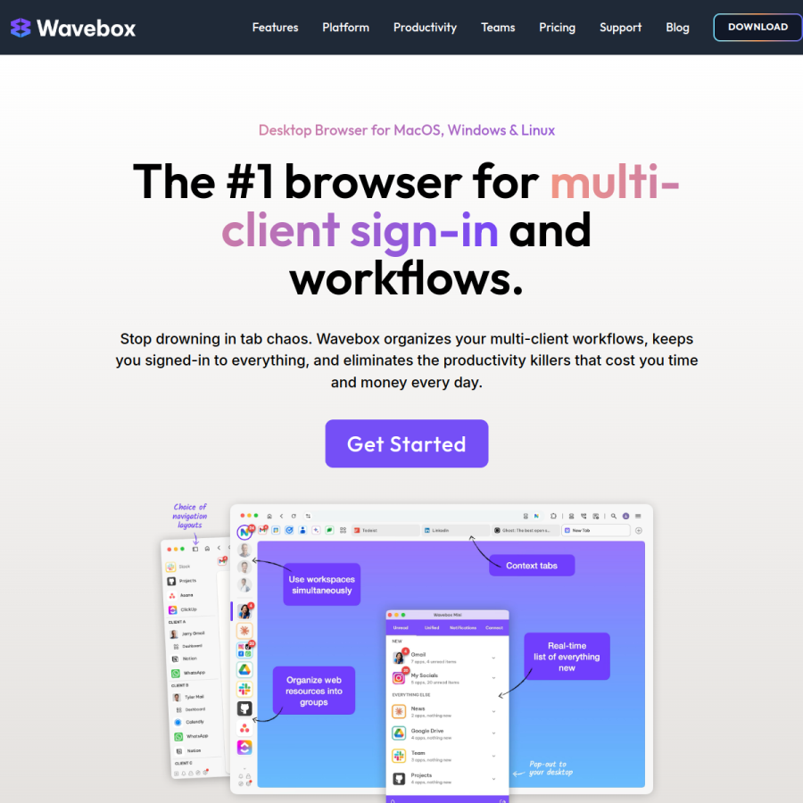 wavebox.io homepage screenshot