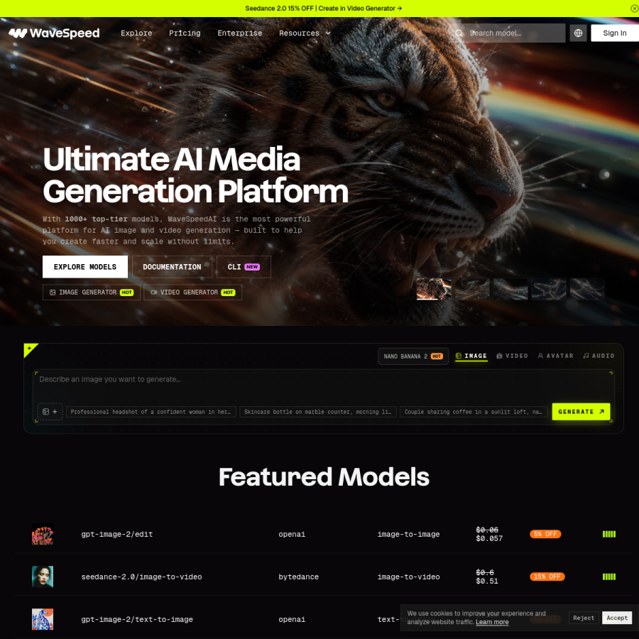 wavespeed.ai homepage screenshot