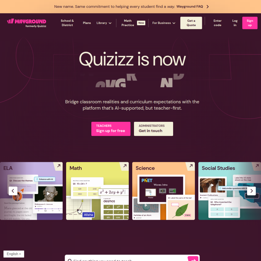 wayground.com homepage screenshot