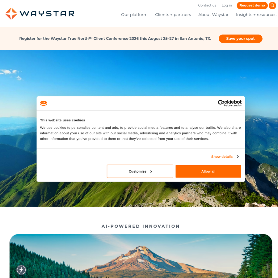 waystar.com homepage screenshot