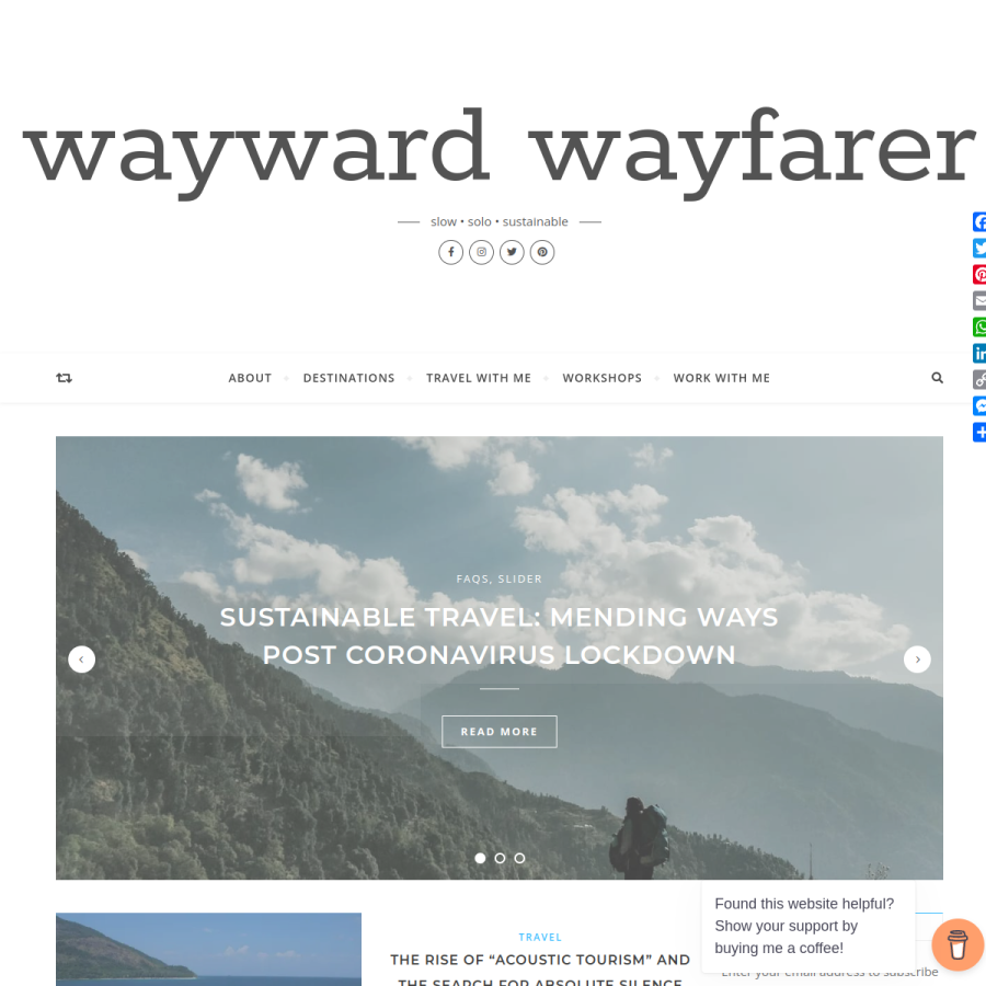 waywardwayfarer.com homepage screenshot