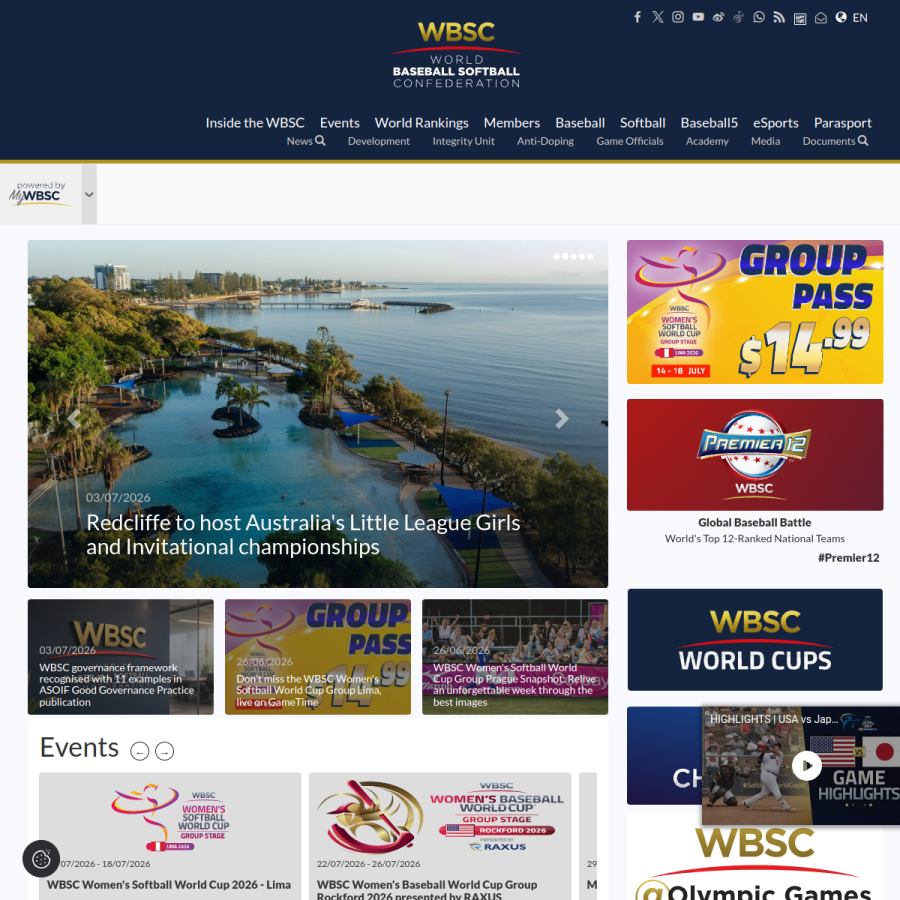 wbsc.org homepage screenshot