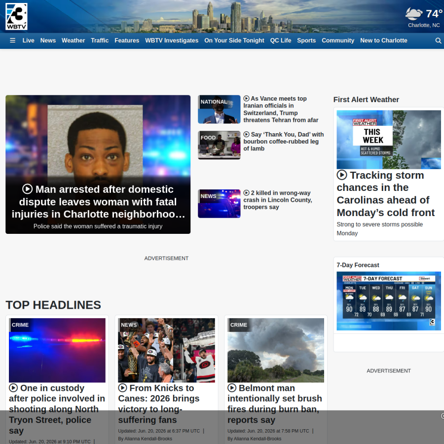 wbtv.com homepage screenshot