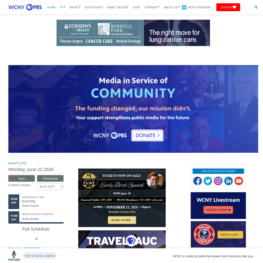 wcny.org homepage screenshot