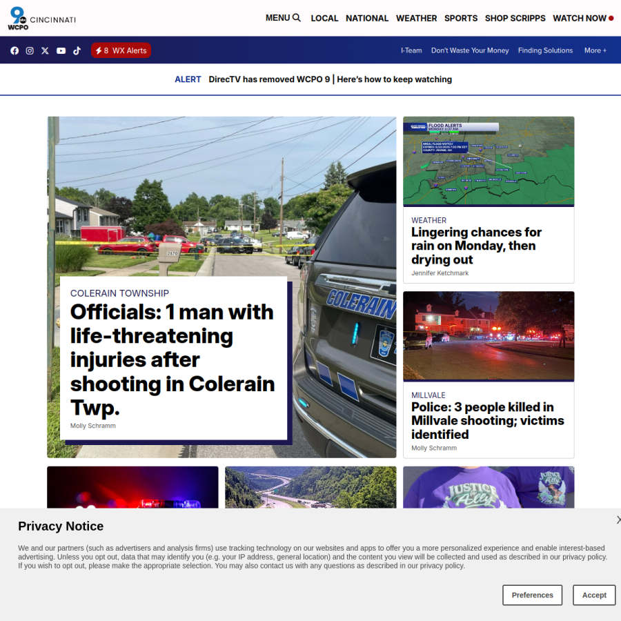 wcpo.com homepage screenshot