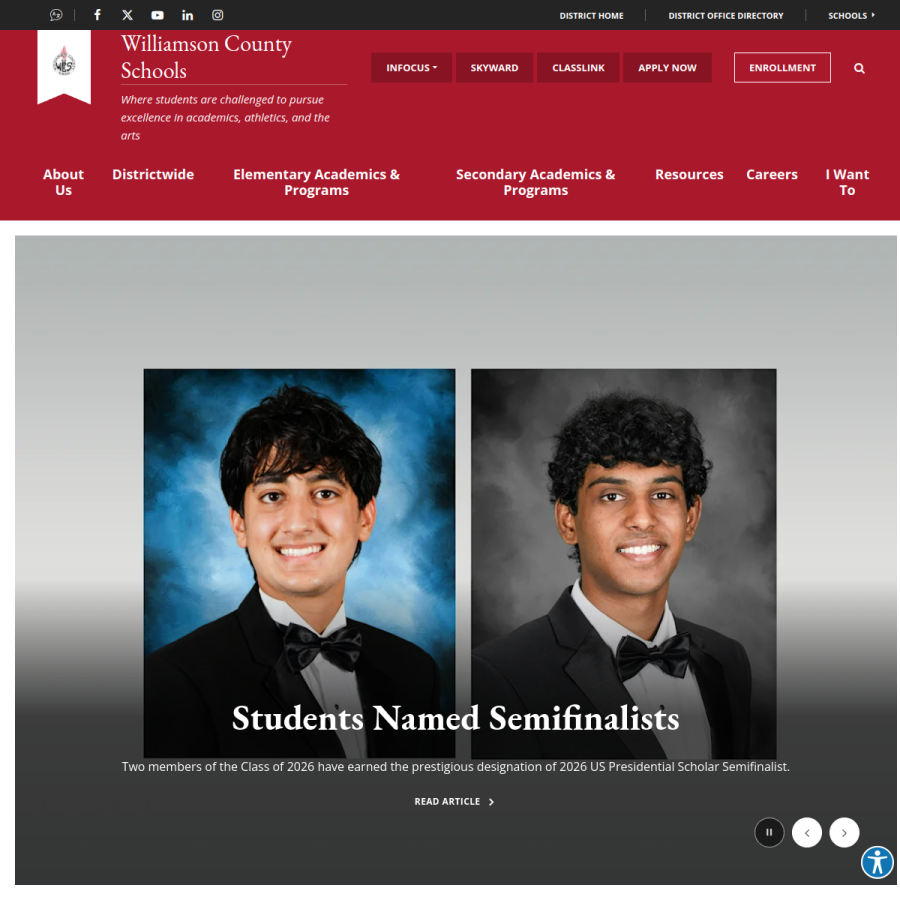 wcs.edu homepage screenshot