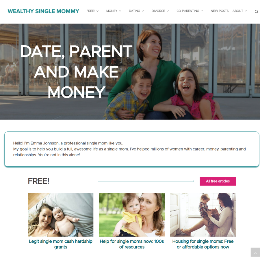 wealthysinglemommy.com homepage screenshot