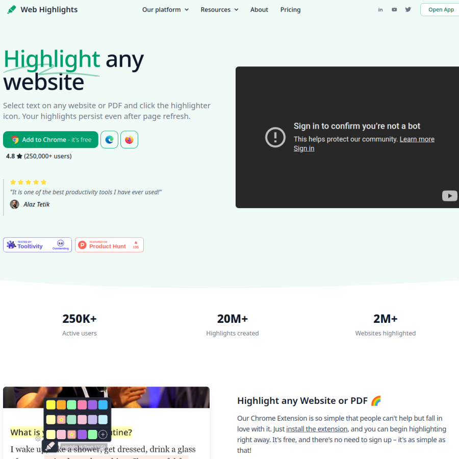 web-highlights.com homepage screenshot