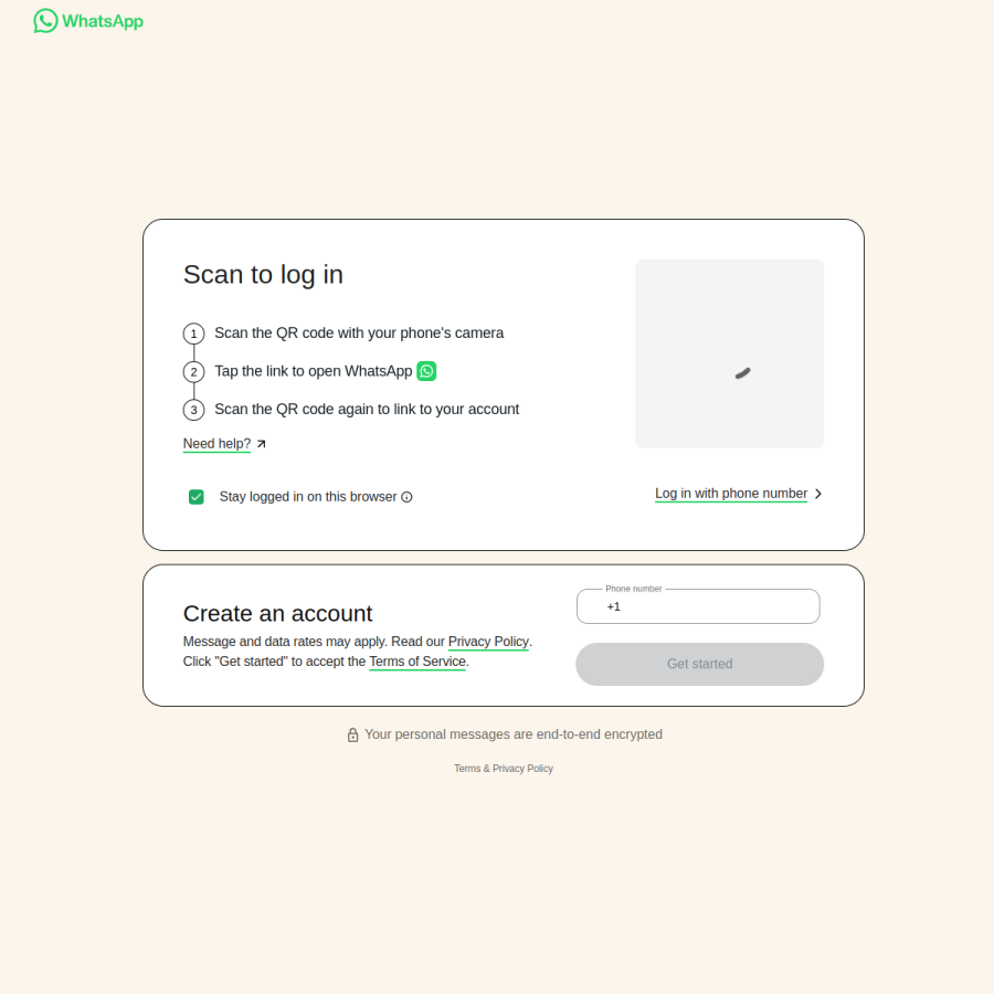 web.whatsapp.com homepage screenshot
