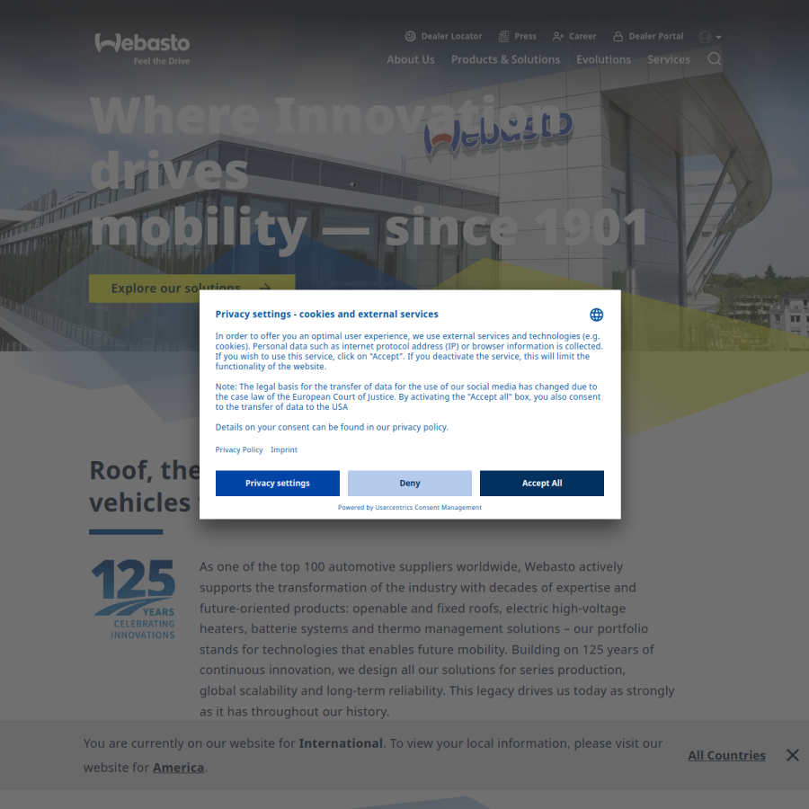 webasto.com homepage screenshot