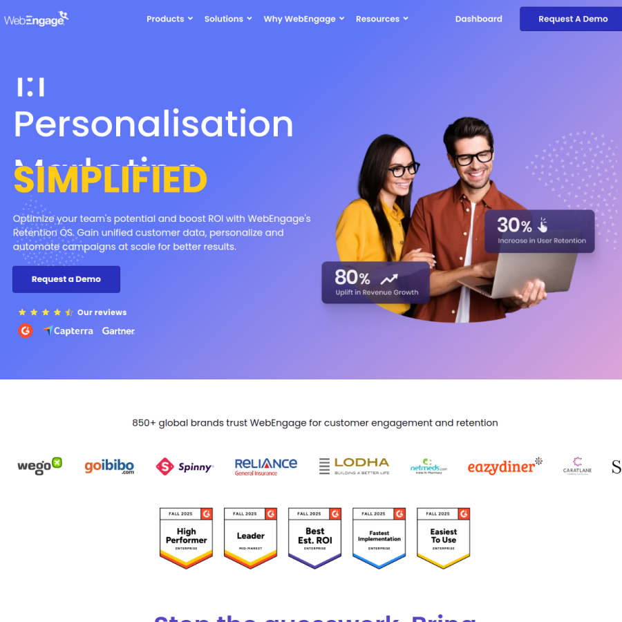 webengage.com homepage screenshot