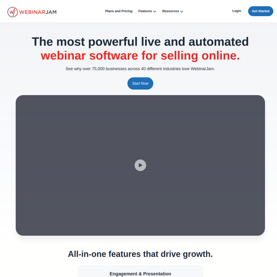 webinarjam.com homepage screenshot