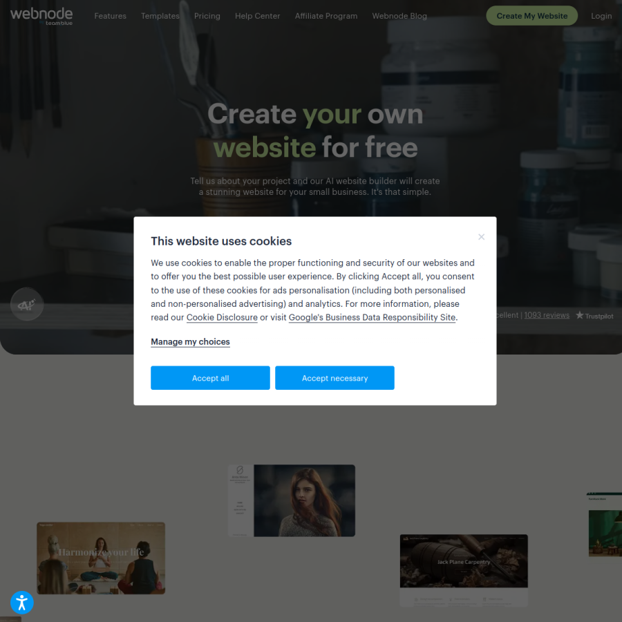 webnode.com homepage screenshot