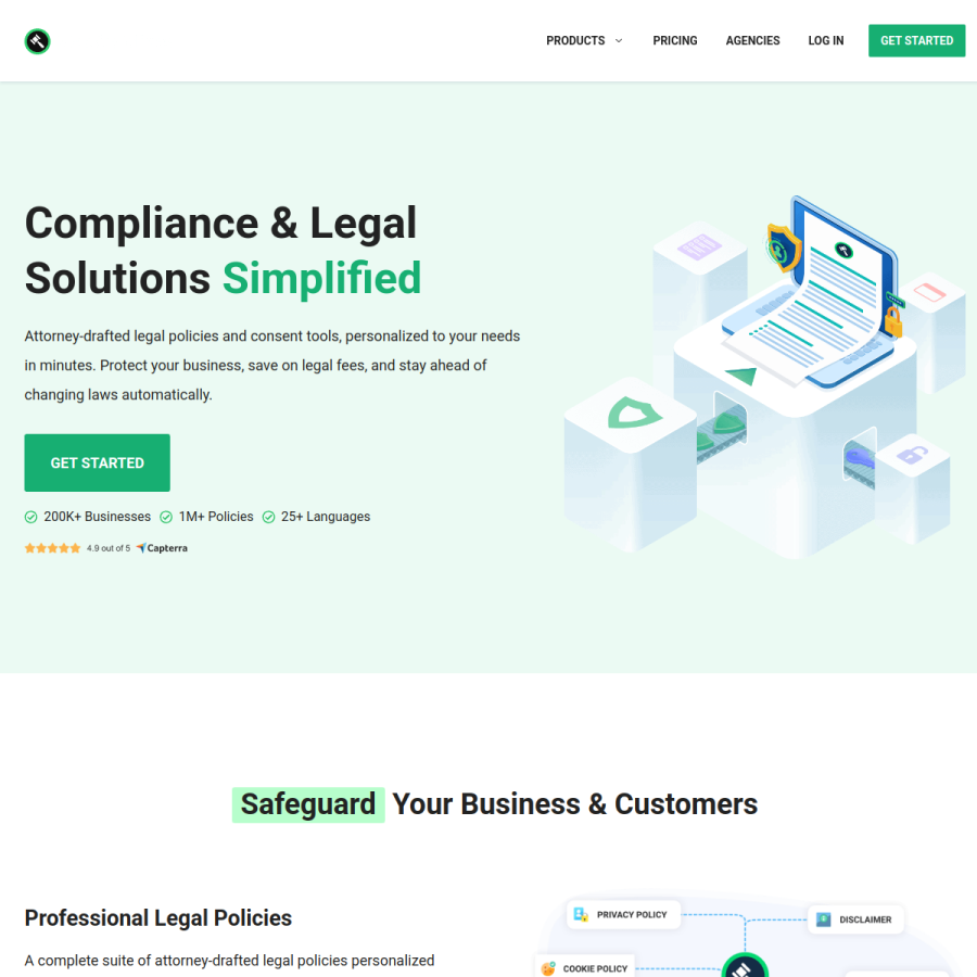 websitepolicies.com homepage screenshot