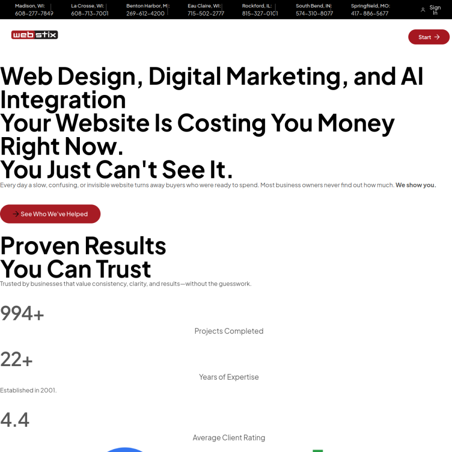 webstix.com homepage screenshot