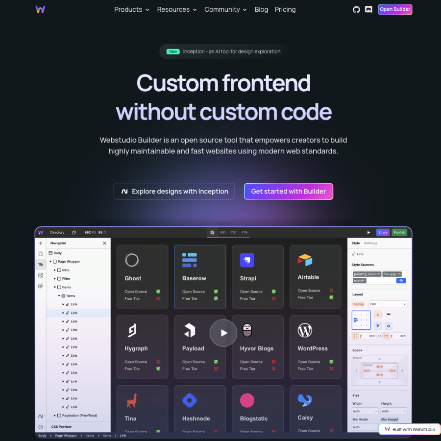 webstudio.is homepage screenshot