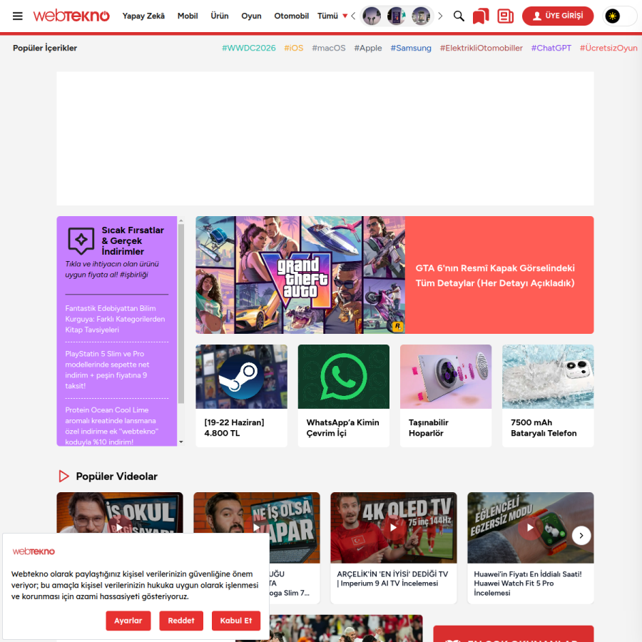 webtekno.com homepage screenshot