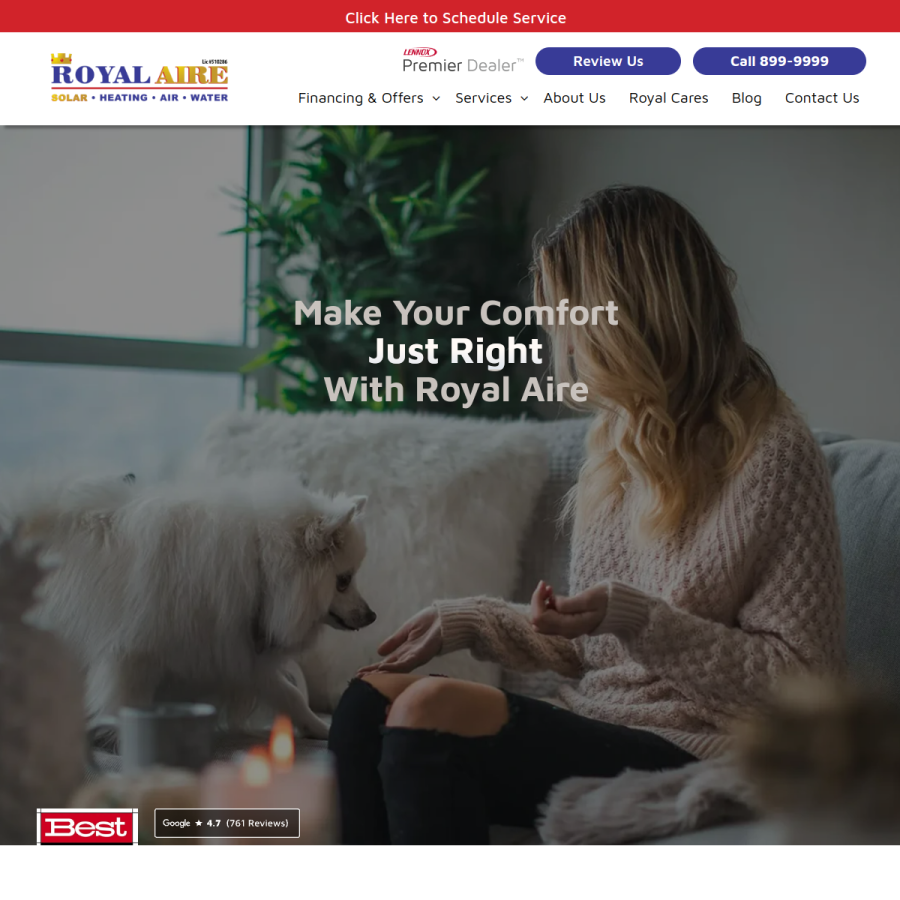 wecareroyalaire.com homepage screenshot