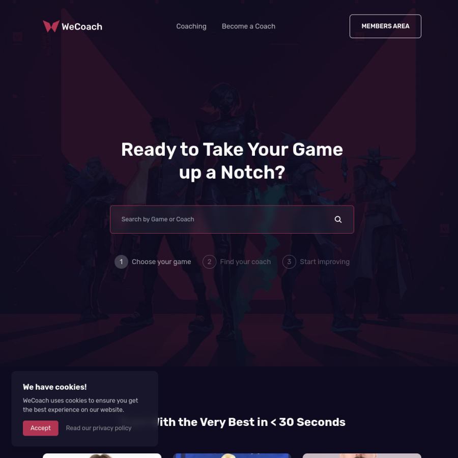 wecoach.gg homepage screenshot