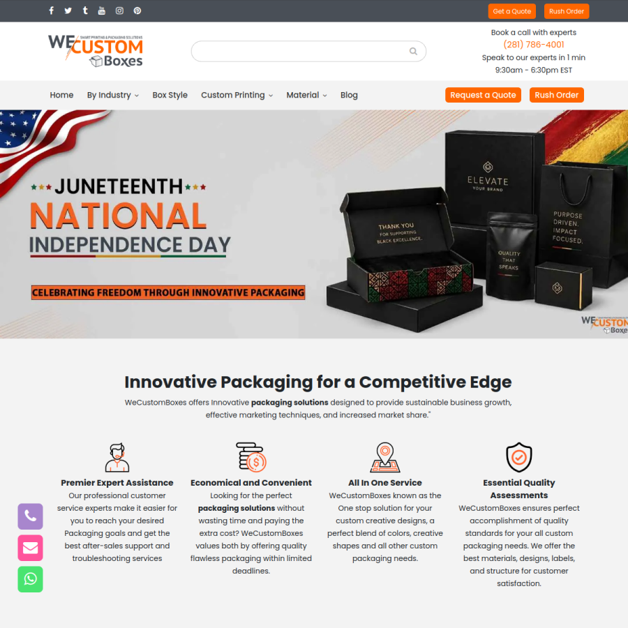 wecustomboxes.com homepage screenshot