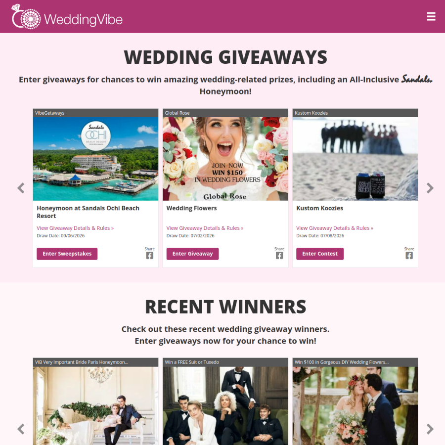 weddingvibe.com homepage screenshot