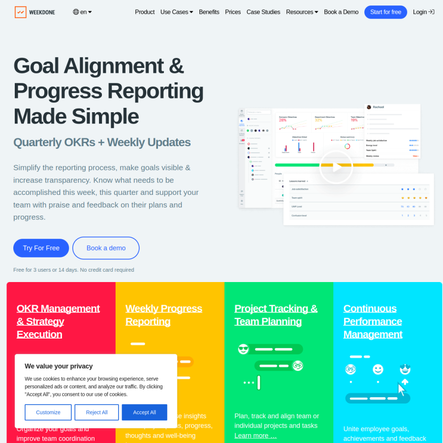 weekdone.com homepage screenshot