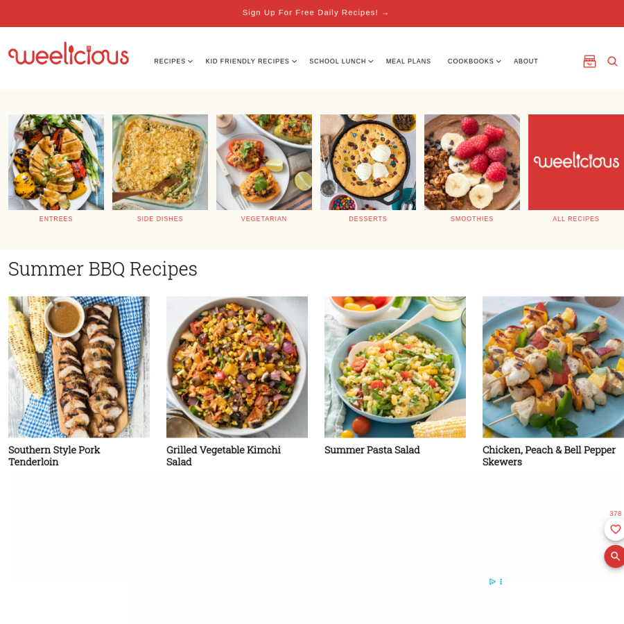 weelicious.com homepage screenshot