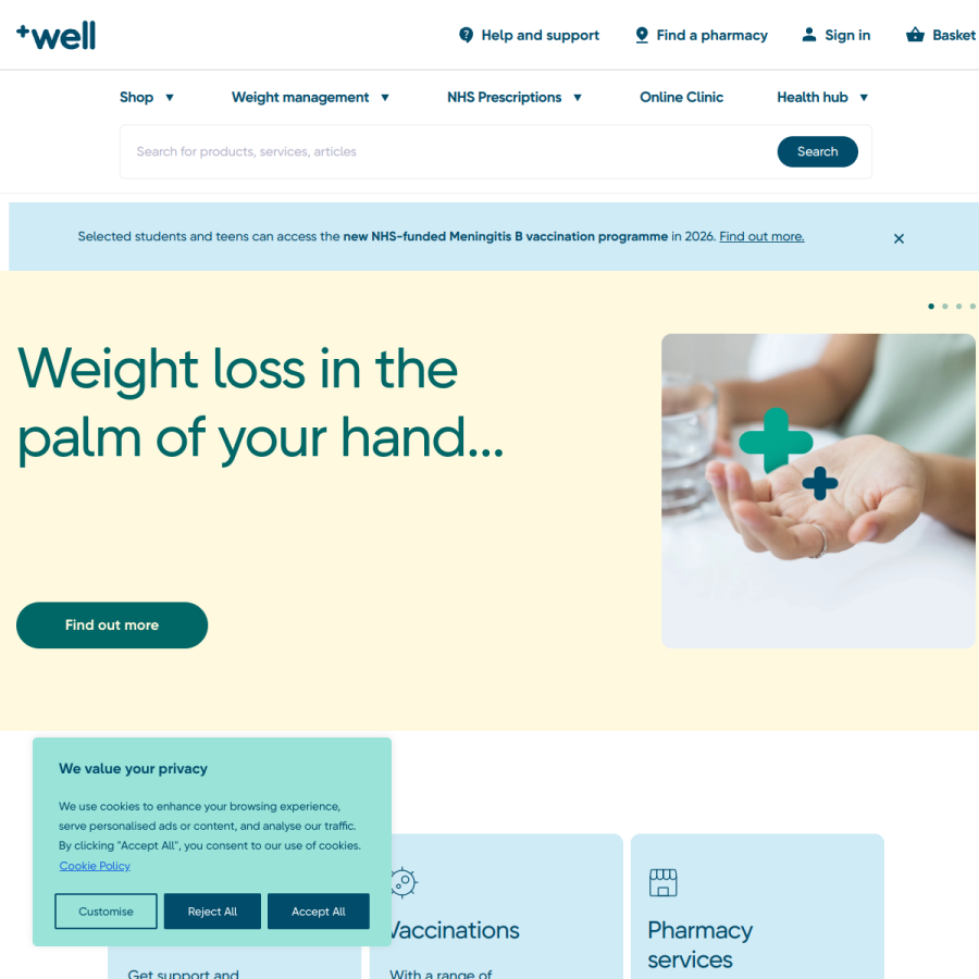 well.co.uk homepage screenshot