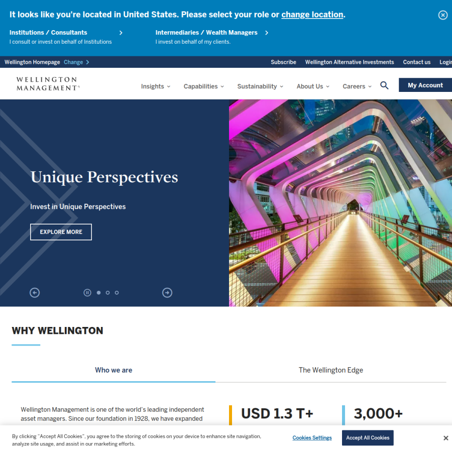 wellington.com homepage screenshot