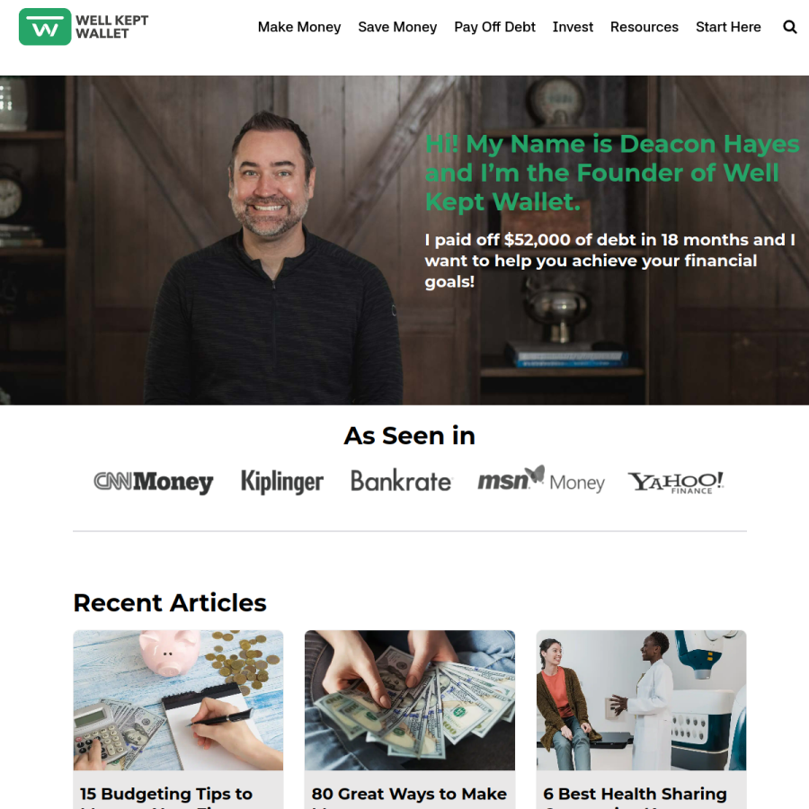 wellkeptwallet.com homepage screenshot