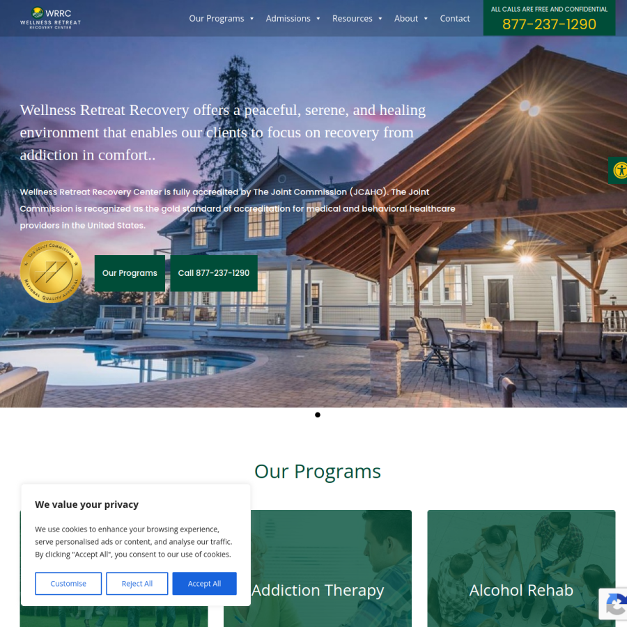 wellnessretreatrecovery.com homepage screenshot