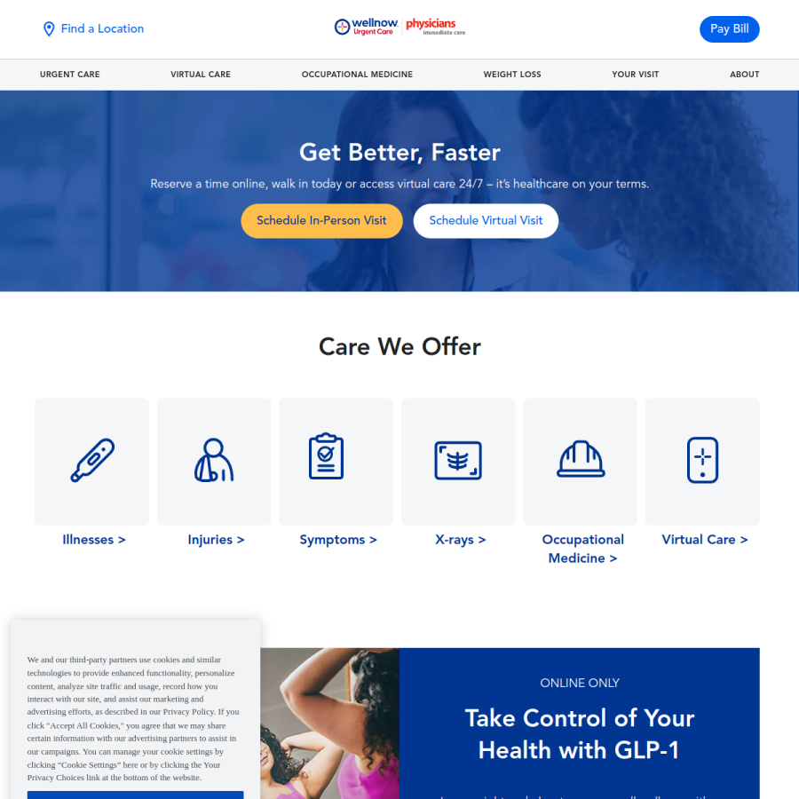 wellnow.com homepage screenshot
