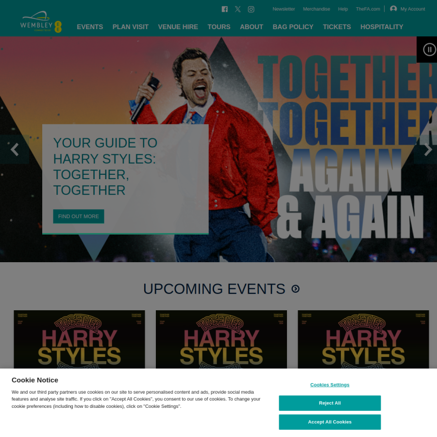 wembleystadium.com homepage screenshot