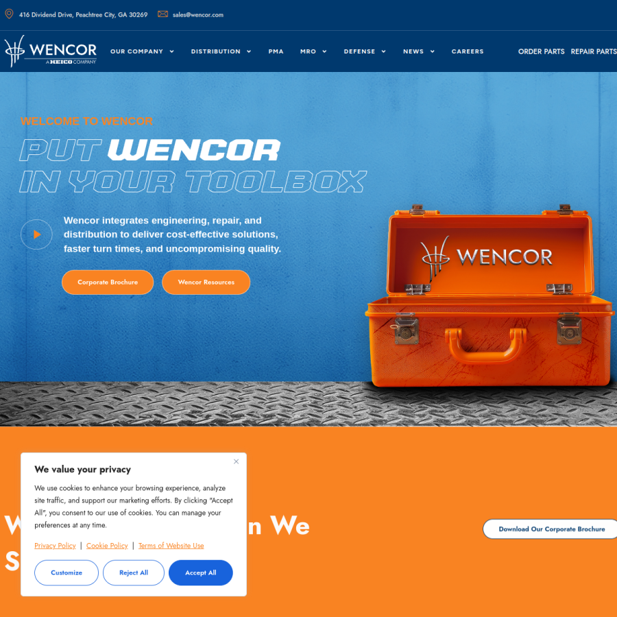 wencor.com homepage screenshot