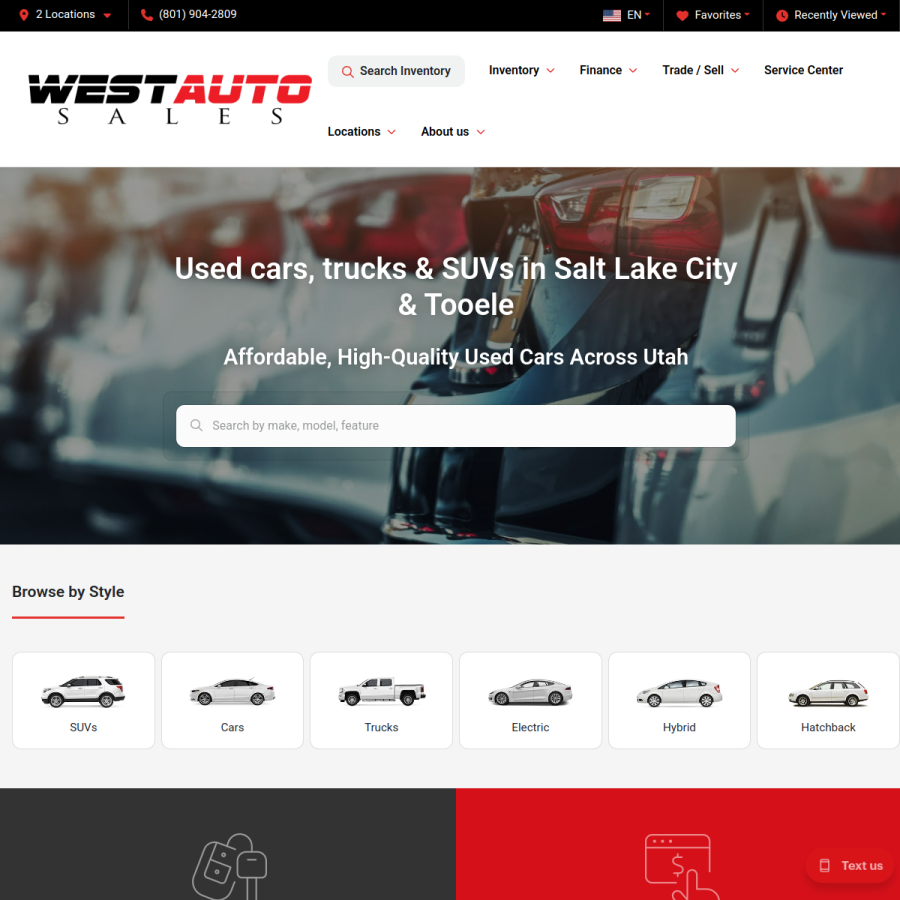 westautosales.com homepage screenshot