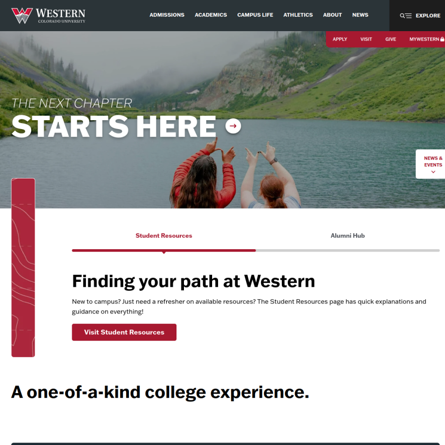 western.edu homepage screenshot
