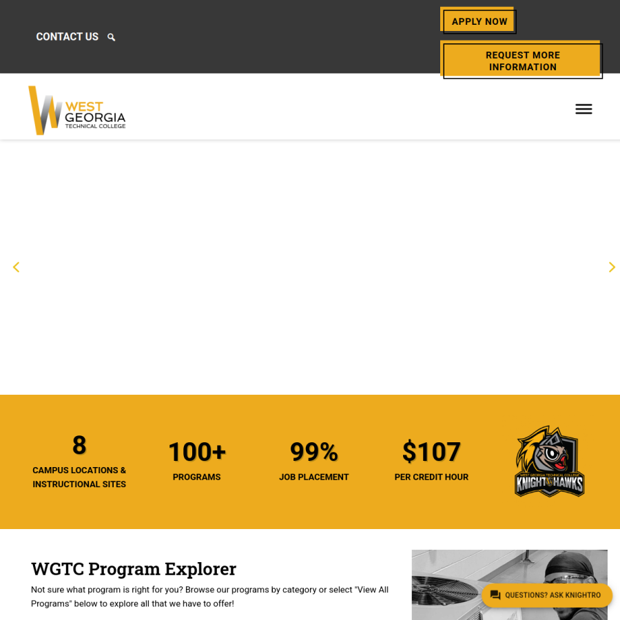 westgatech.edu homepage screenshot