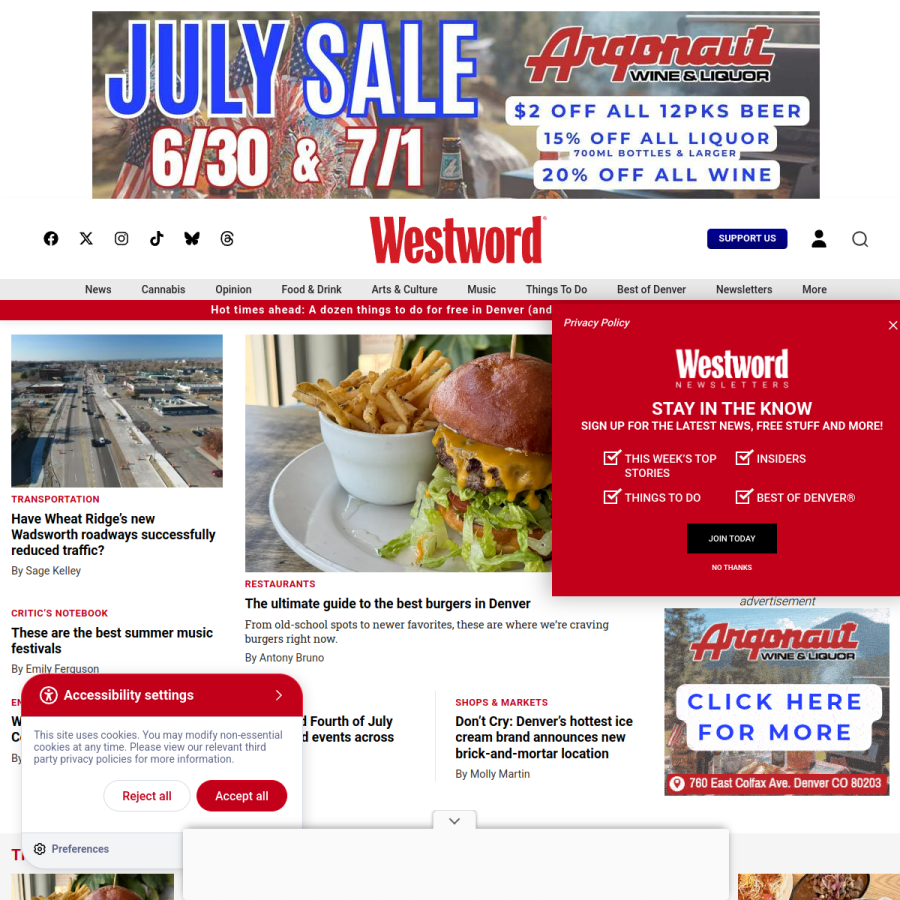 westword.com homepage screenshot