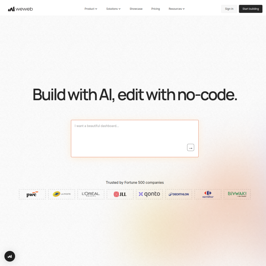 weweb.io homepage screenshot