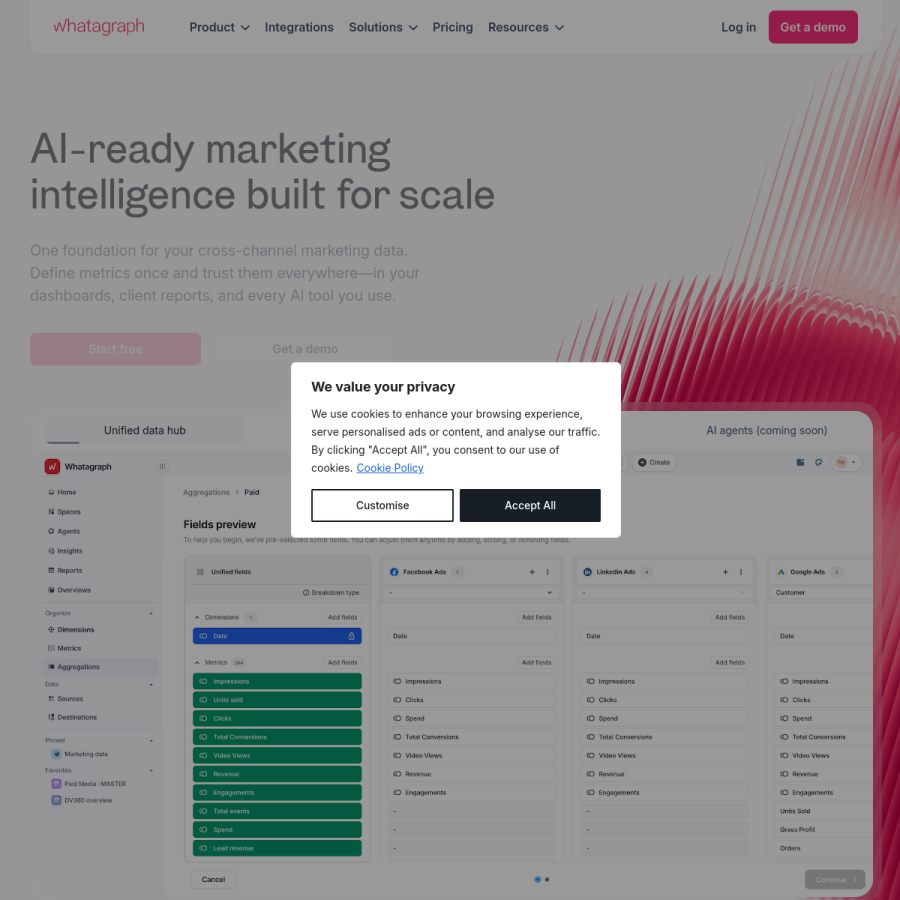 whatagraph.com homepage screenshot