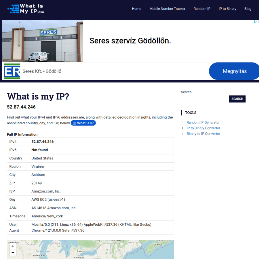 whatismyip.org homepage screenshot