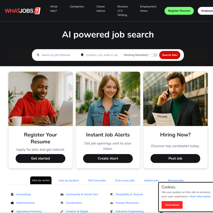 whatjobs.com homepage screenshot
