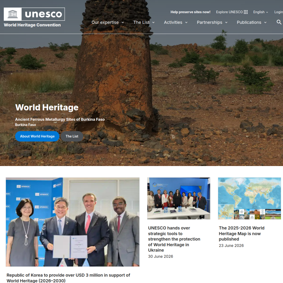 whc.unesco.org homepage screenshot