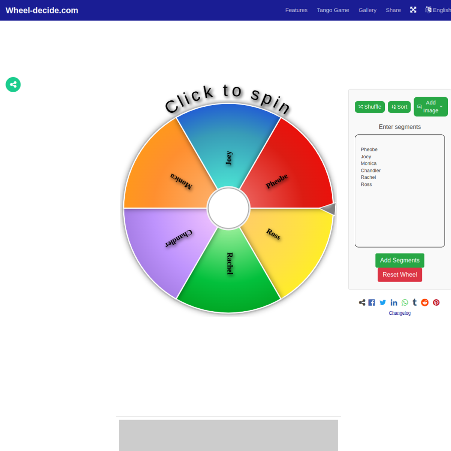 wheel-decide.com homepage screenshot