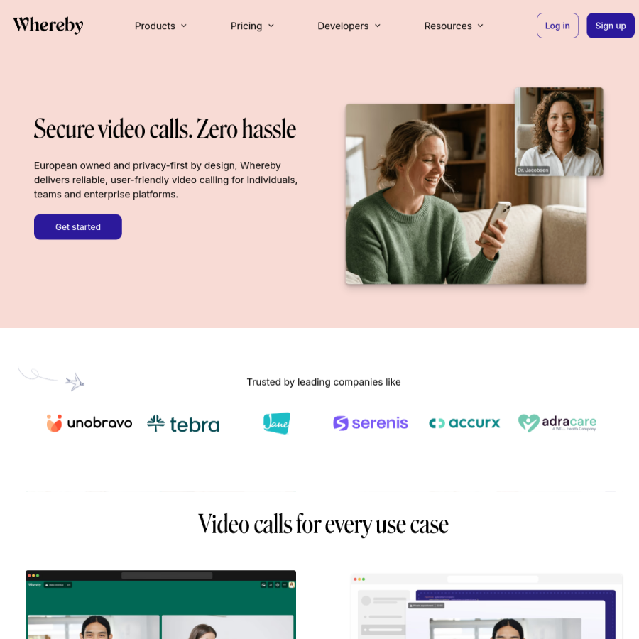 whereby.com homepage screenshot
