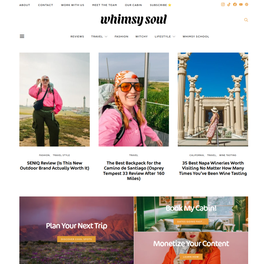 whimsysoul.com homepage screenshot